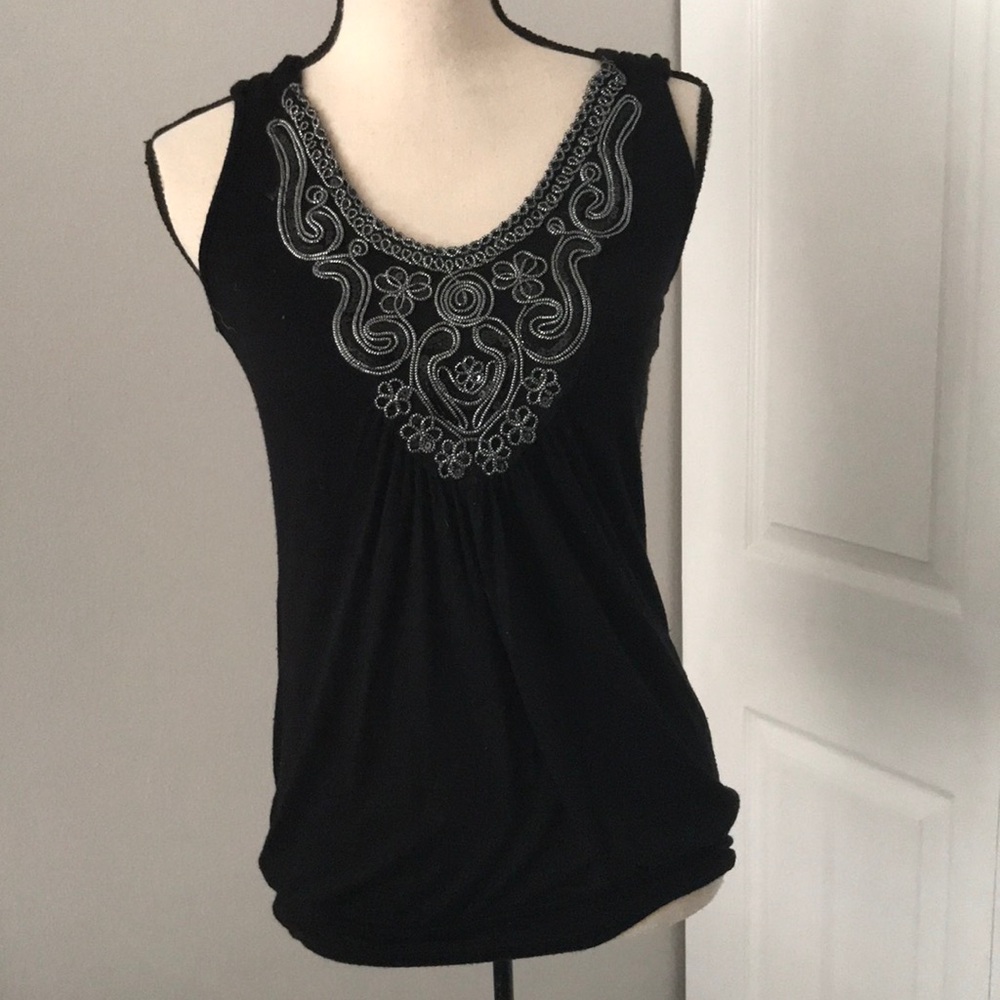 ❤️3X20 BLUE HEAVEN Women Racerback Black Embellishment Tank Top | S